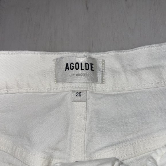 AGOLDE Riley High Rise Straight Crop White Denim Women's Size 30 - Picture 4 of 12